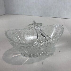 Fenton Cut Crystal Split Twig handle Basket